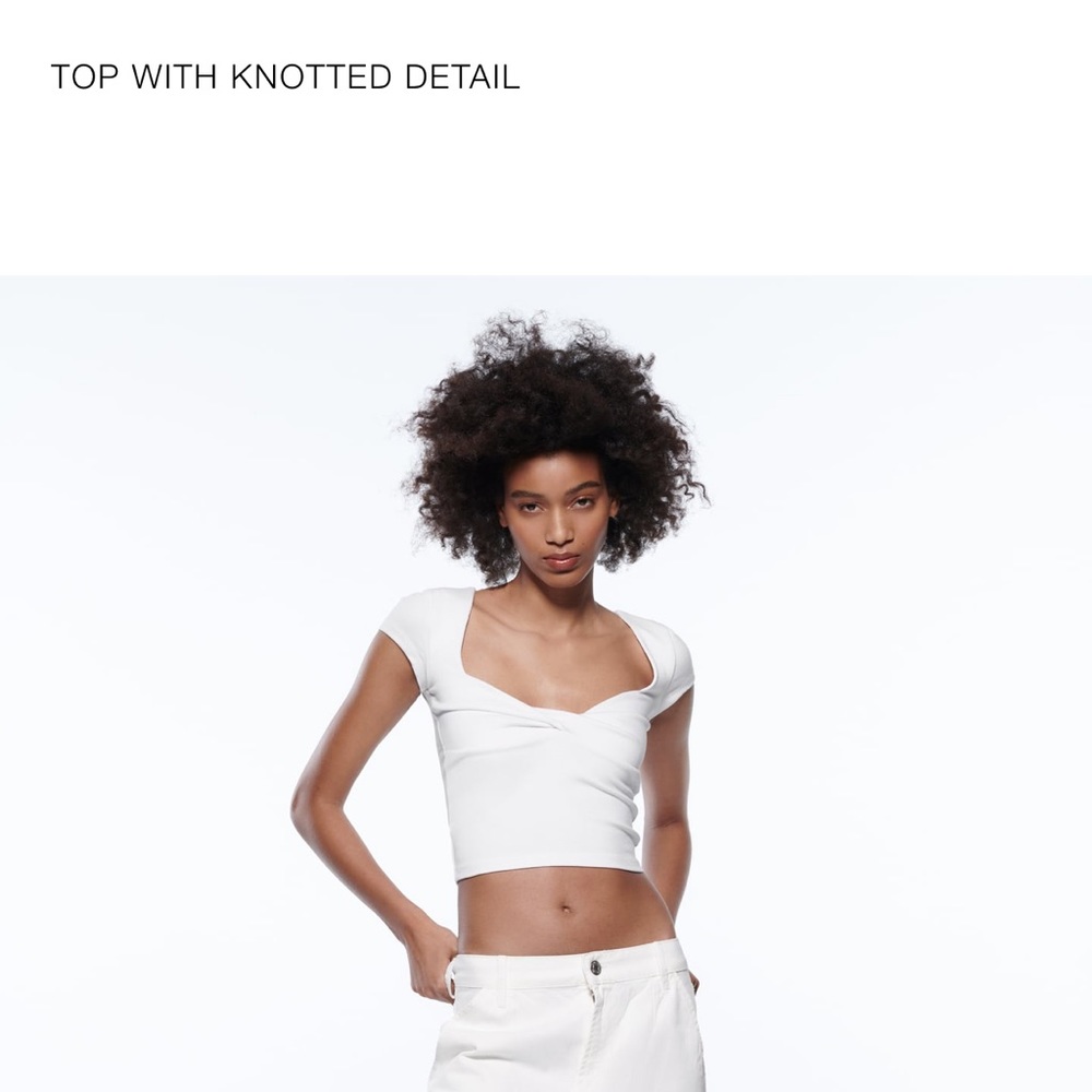 White Zara cropped tee small